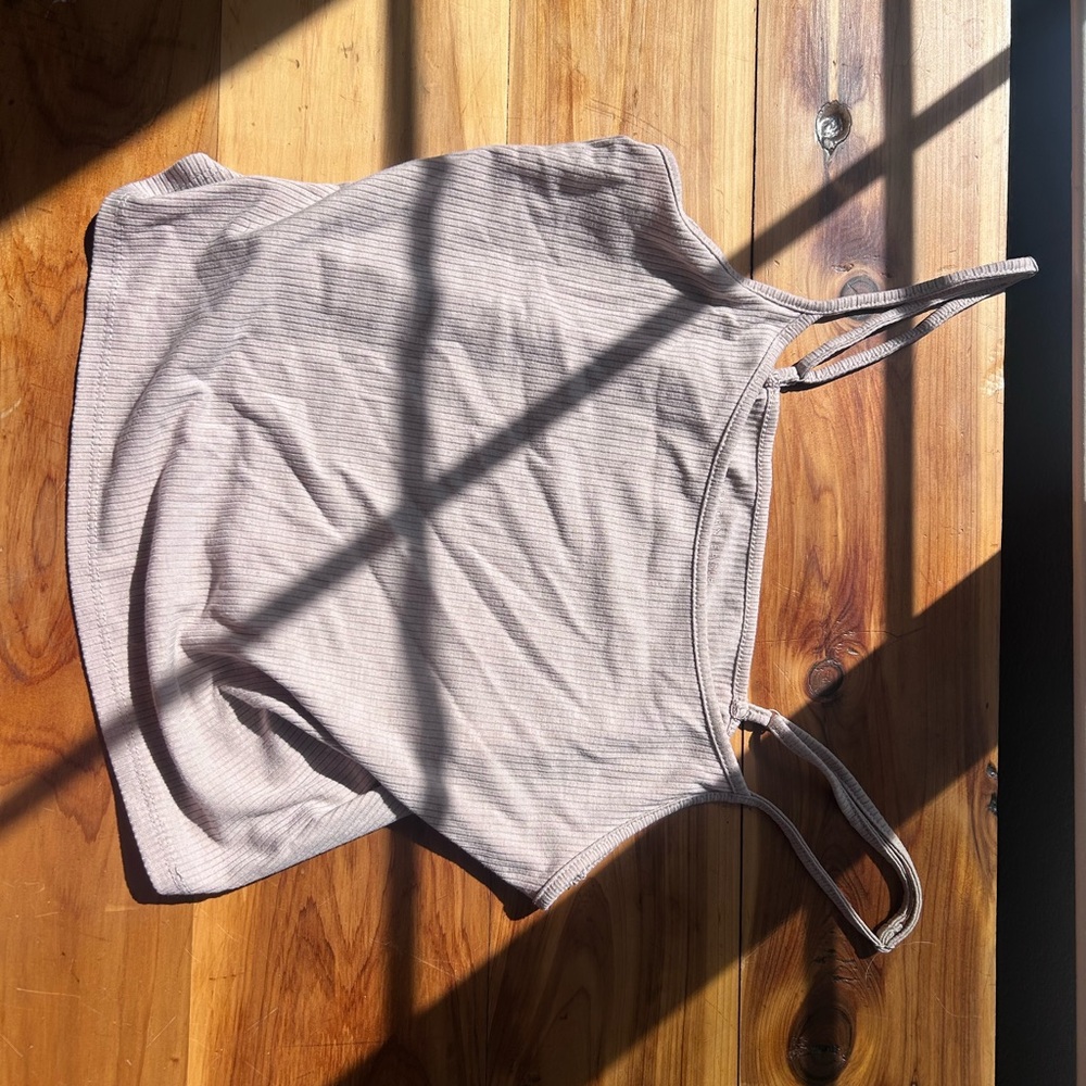 Ribbed Tank Top in Light Beige